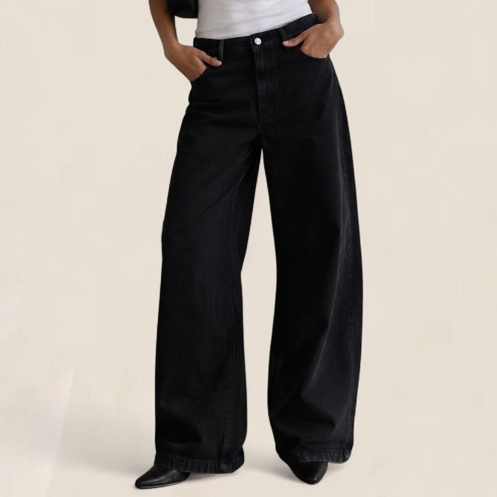 FRAME Le Baggy Palazzo Jeans black wide leg high rise size 29